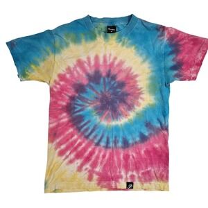 Primitive Apparel Mens Small Tie Dye T-Shirt Multi Color Spiral Skate Tee S